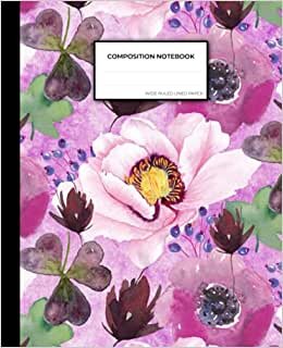 Composition Notebook Mead: Wide Ruled Lined Paper Notebook Journal for Kids Teens Girls Boys School (7.5 x 9.25 in): Flower Collection with Black Strip Volume 1