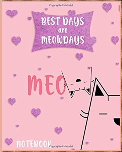 Meow Pink Notebook: Cute kitten Journal, Cute Pink Wide Blank Lined Notebook Workbook for s Kids Students Girls for Home School College ... Notes/ ... 100 Page, 8x10, Soft Cover, Matte Finish