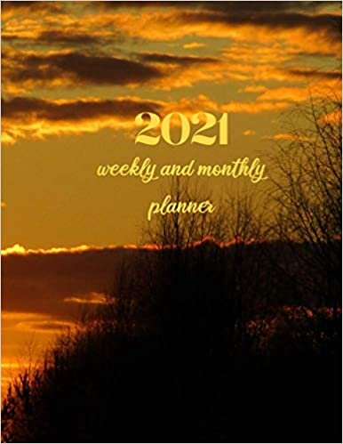 2021 Weekly and Monthly Planner: Red sunrise among trees, 12 Months Planner and Yearly Business Planners | Appointment Calendar | Pocket Monthly ... | planner notebook 139 pages (8.5 x 11)"