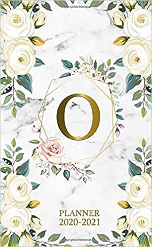 O 2020-2021 Planner: Marble Gold Floral Two Year 2020-2021 Monthly Pocket Planner | 24 Months Spread View Agenda With Notes, Holidays, Password Log & Contact List | Monogram Initial Letter O