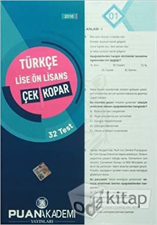 Lise-Önlisans Türkçe Çek Kopar Yaprak Test