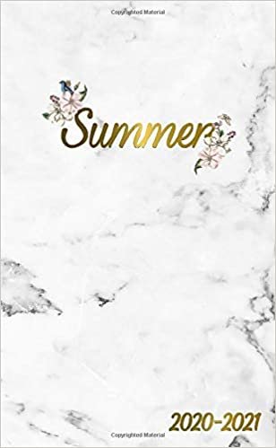 Summer 2020-2021: 2 Year Monthly Pocket Planner & Organizer with Phone Book, Password Log and Notes | 24 Months Agenda & Calendar | Marble & Gold Floral Personal Name Gift for Girls and Women