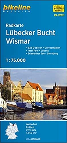 Radkarte Lübecker Bucht, Wismar (RK-MV01): Bad Doberan – Grevesmühlen – Insel Poel – Lübeck – Schweriner See – Sternberg, 1:75.000, wetterfest/reißfest, GPS-tauglich mit UTM-Netz (Bikeline Radkarte) indir