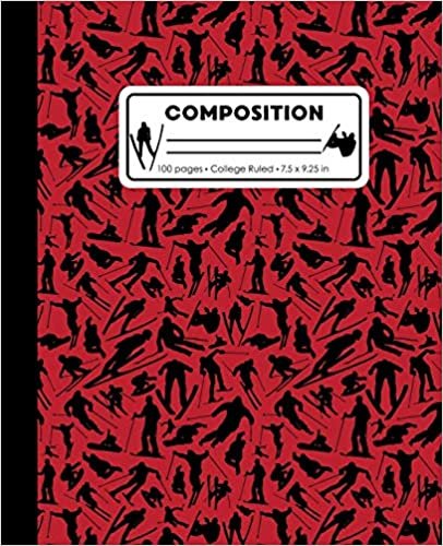 Composition: College Ruled Writing Notebook, Red Ski Snowboard Boy Pattern Marbled Blank Lined Book