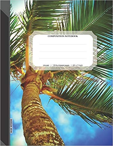 Unruled Composition Notebook: Cute Composition Notebook, 120 Unlined Pages, Large Notebook 8.5" x 11" (21.59 x 27.94 cm), Pages Numbered, Draw and Write Journal, Palm Theme Soft Matte Cover
