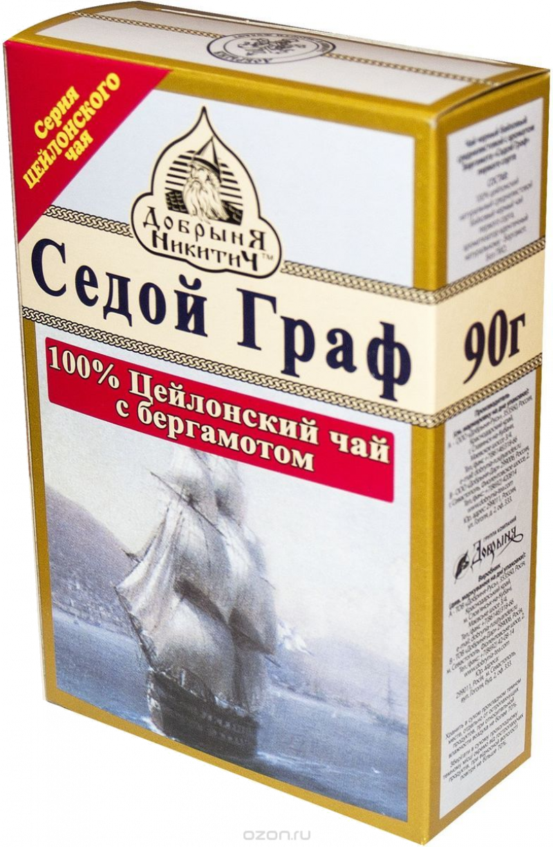 Чай ТМ Добрыня Никитич Седой граф чай чёрн.среднелист. с аромат.бергамота 90г