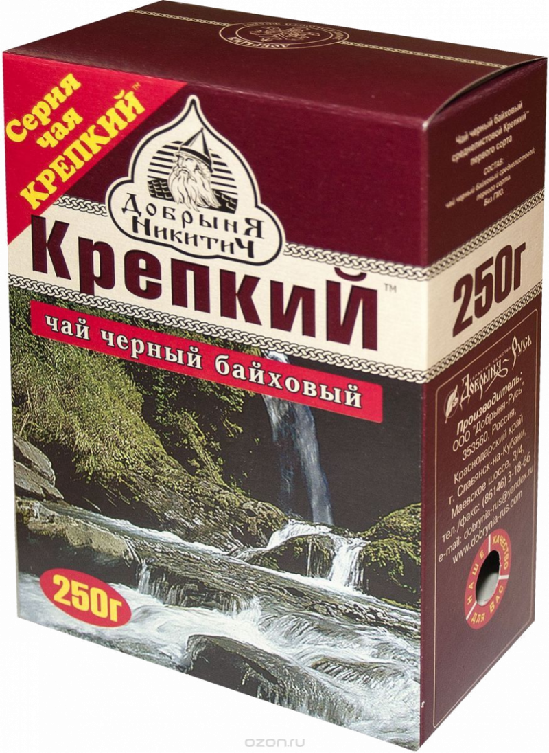 Чай ТМ Добрыня Никитич Крепкий чай чёрн.среднелист. 250г