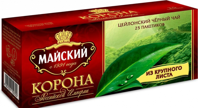 Чай ТМ Майский Корона Российской Империи черный чай 25 пакетов