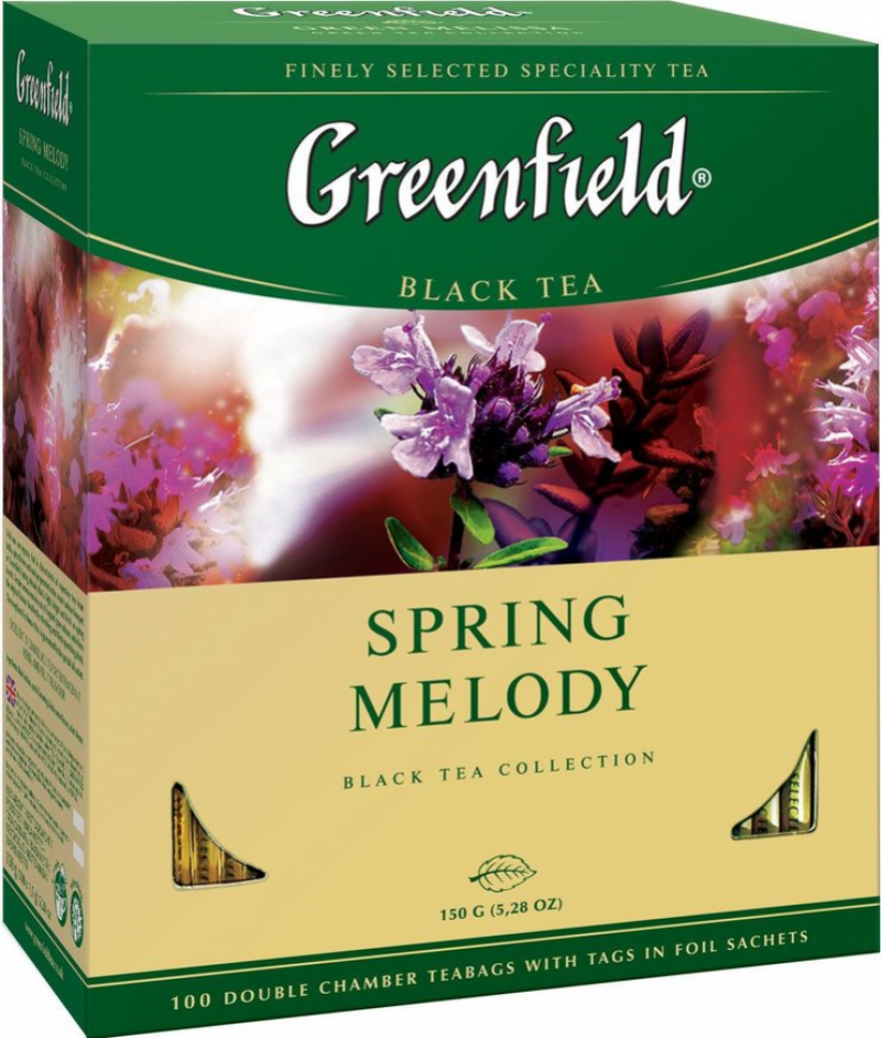 Чай ТМ Greenfield черный Spring Melody 100 пакетов