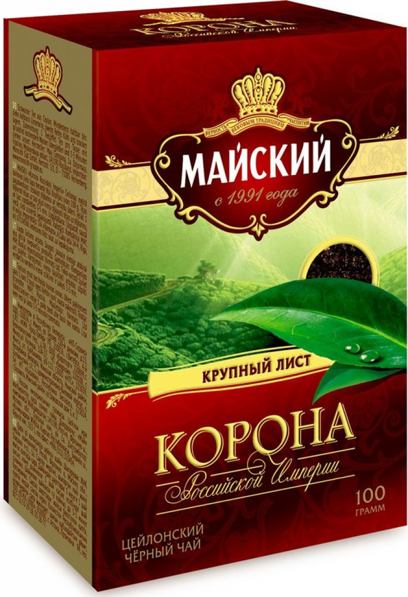 Чай ТМ Майский Корона Российской Империи черный 100г