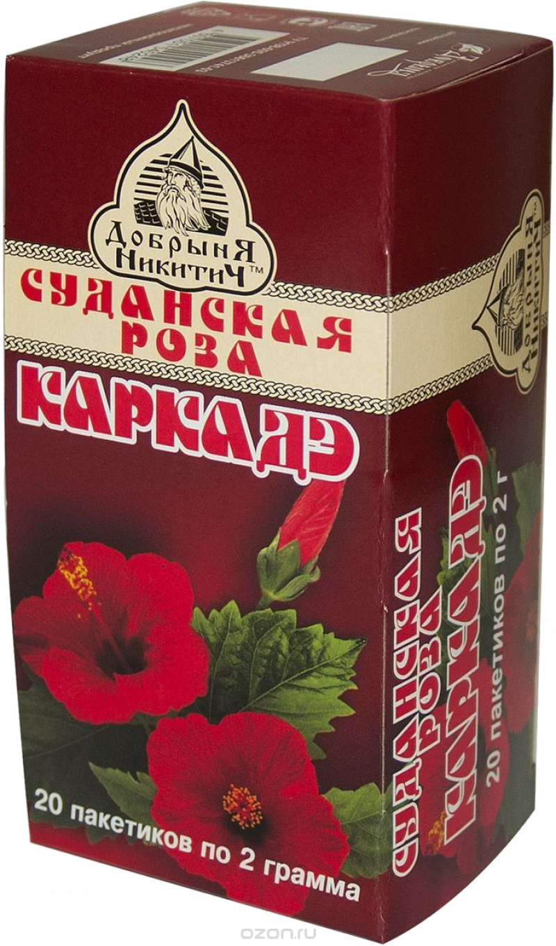 Чай ТМ Добрыня Никитич Суданская роза Каркаде чай цветочный 20 пакетов