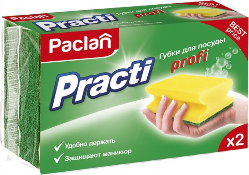 Губки ТМ Paclan для посуды practi Profi 2шт