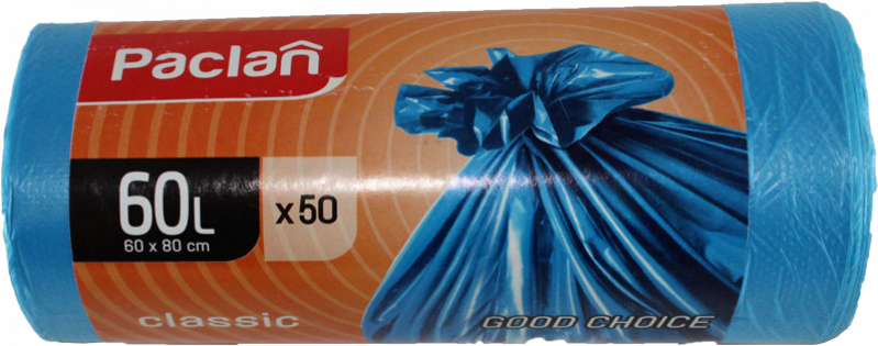 Пакеты для мусора ТМ Paclan classic 60л/50шт.синие 7,4мкм.