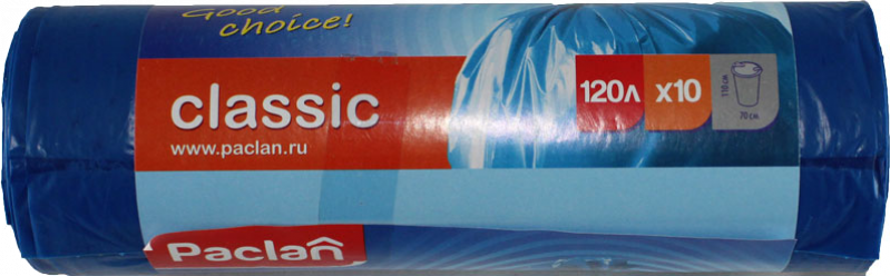 Пакеты для мусора ТМ Paclan classic синие 20мкм 120л/10шт