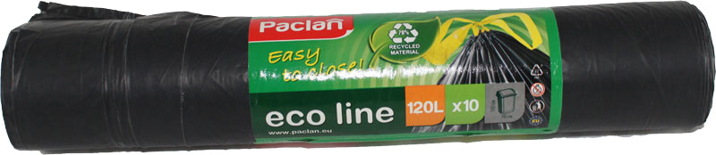 Пакеты для мусора ТМ Paclan eco line с зат.120л/10шт.25мкм