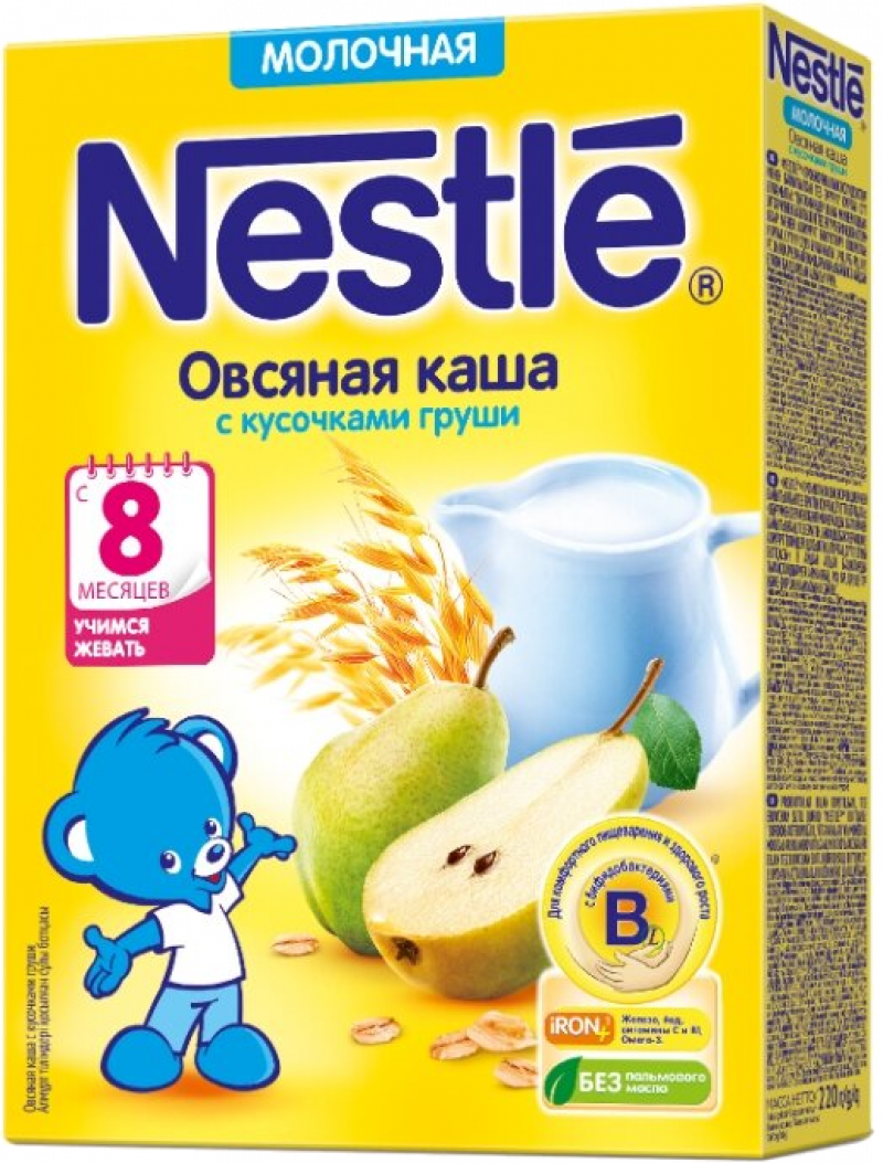 Каша ТМ Nestle молочная овсяная с грушей, 220г