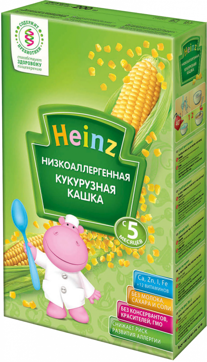 Каша ТМ Heinz кукурузная низкоаллергенная, 200г
