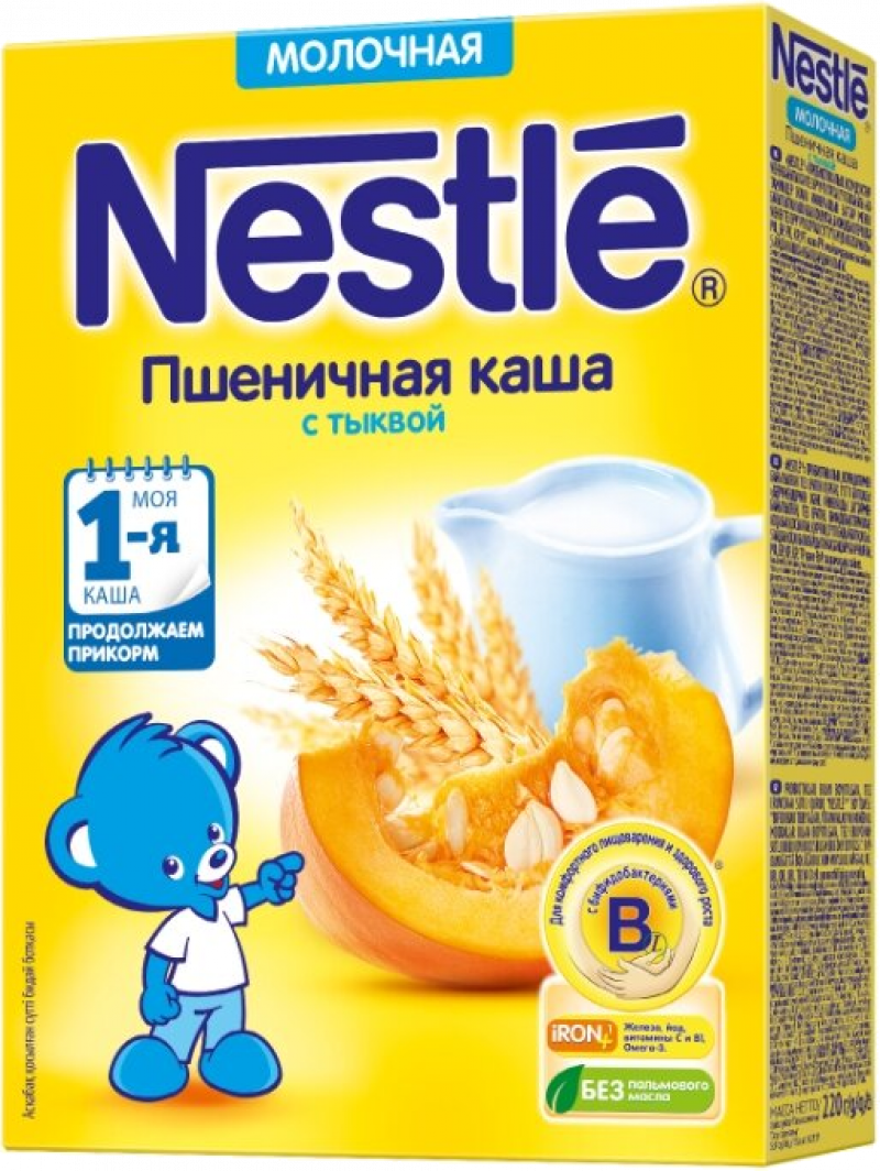 Каша ТМ Nestle молочная пшеничная с тыквой 220г