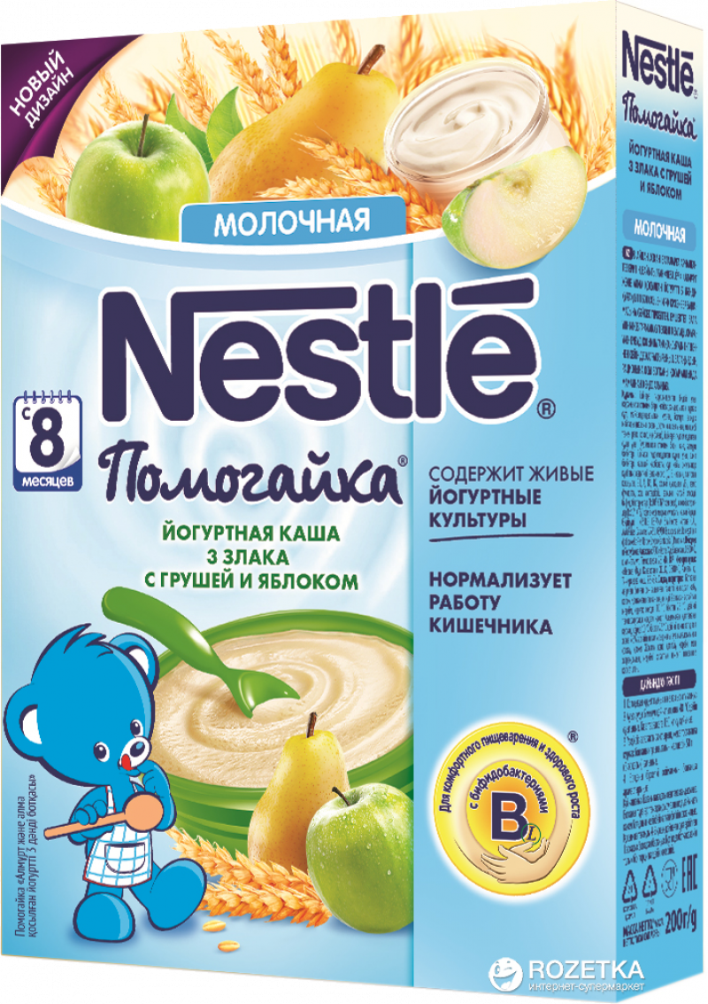 Каша ТМ Nestle 3 злака с йогуртом, грушей и яблоком 200г