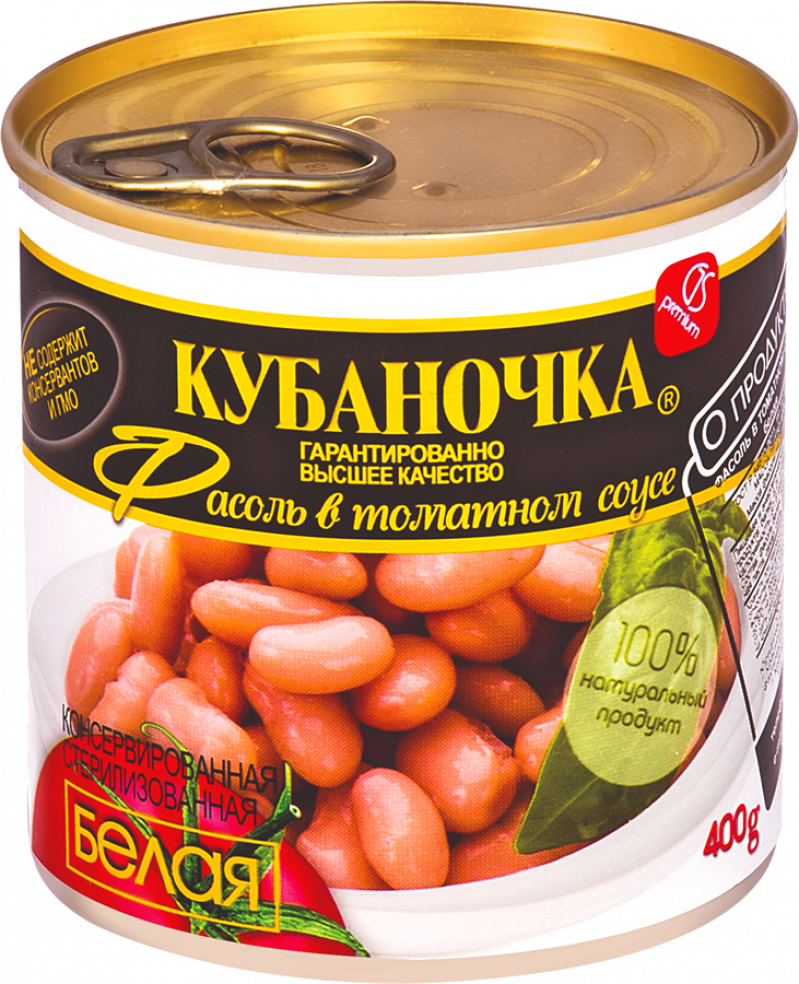 Фасоль ТМ Кубаночка в томатном соусе белая ж/б 400г