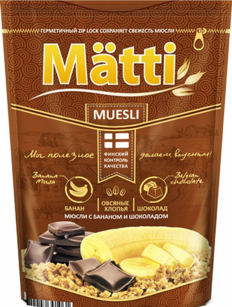 Мюсли ТМ Matti банана-шоколад 250г