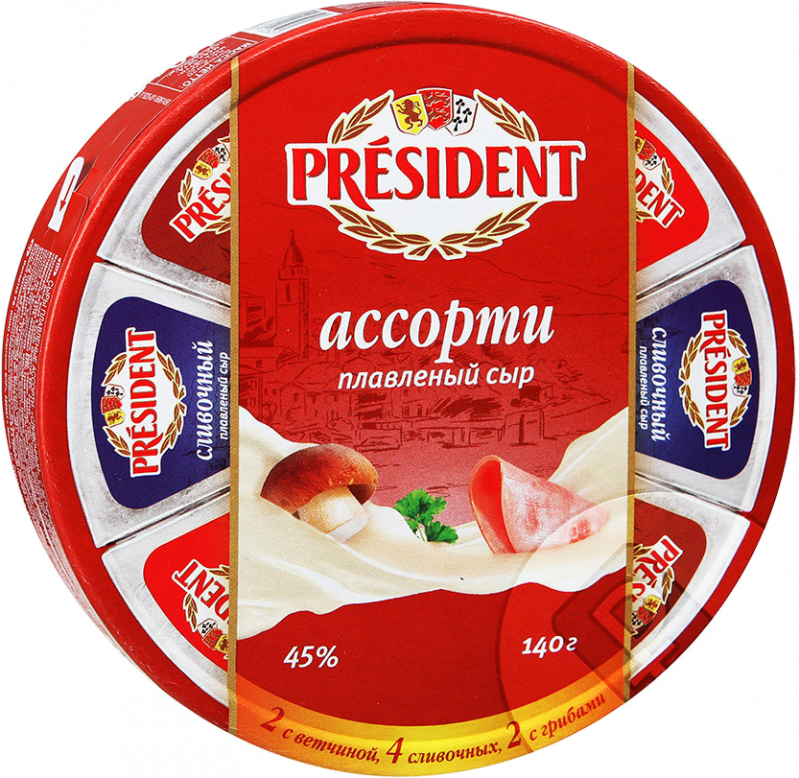 Сыр плавленный ТМ President ассорти 140г