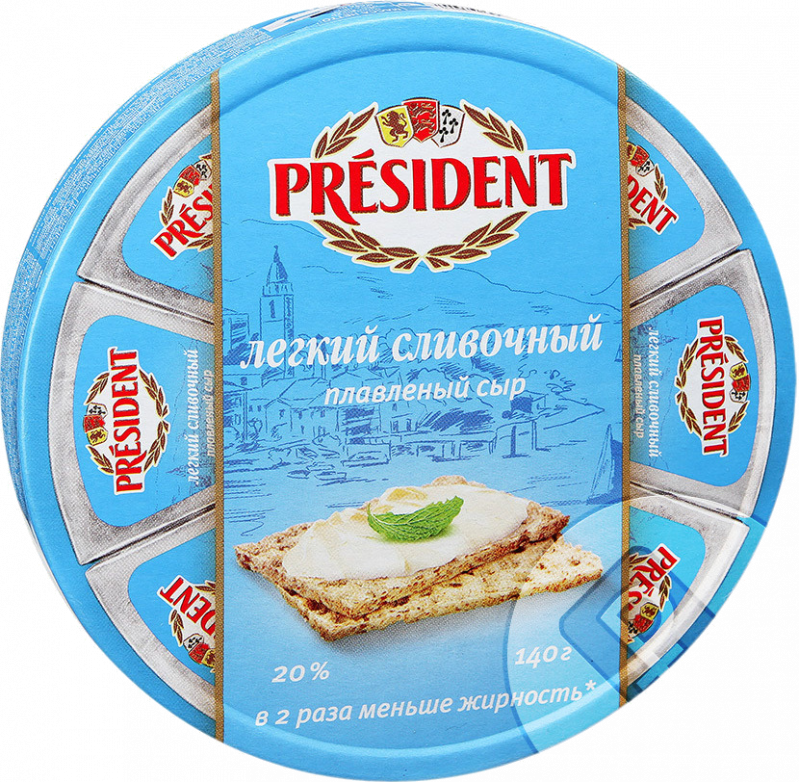 Сыр плавленный ТМ President легкий 140г