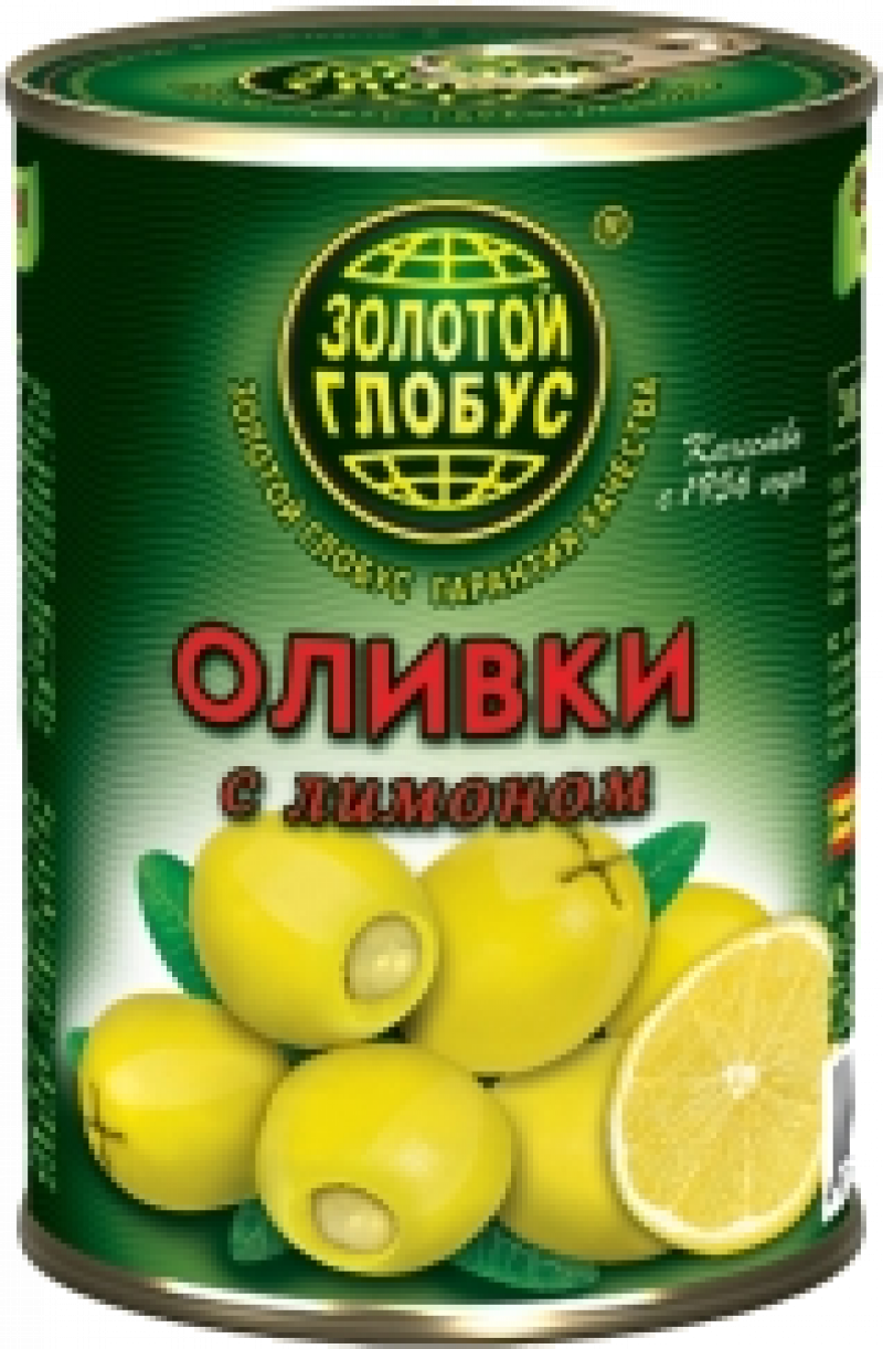 Оливки ТМ Золотой Глобус с лимоном 280г