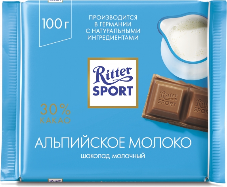 Шоколад ТМ Ritter Sport альпийское молоко 100г