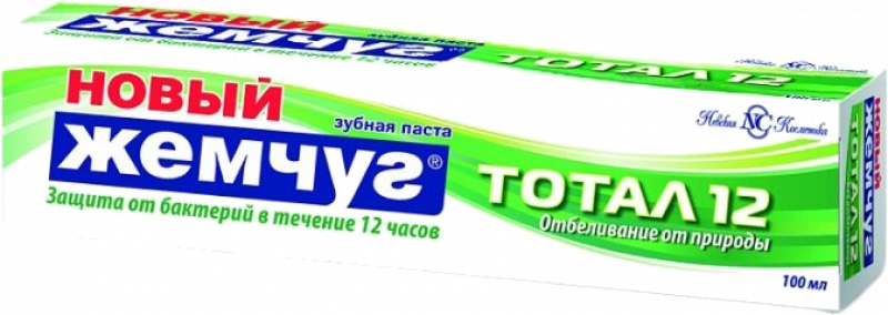 Зубная паста ТМ Новый жемчуг Тотал 12 Отбеливание от природы, гвоздика и корица 100мл