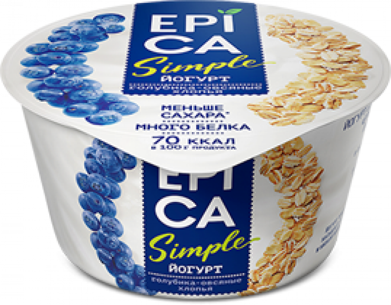 Йогурт Epica Simple 1.7% 130г Голуб-Хлопья