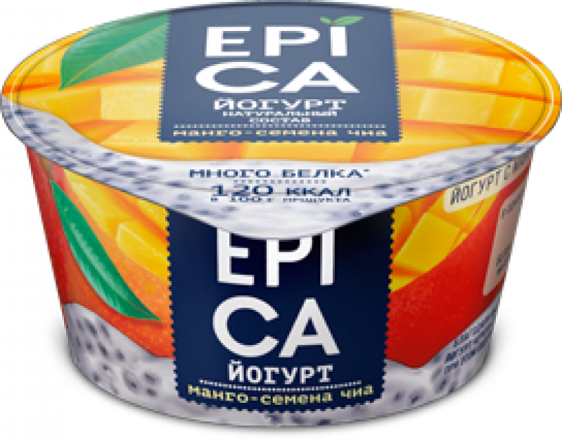 Йогурт ТМ Epica Манго и семена чиа 5% 130г