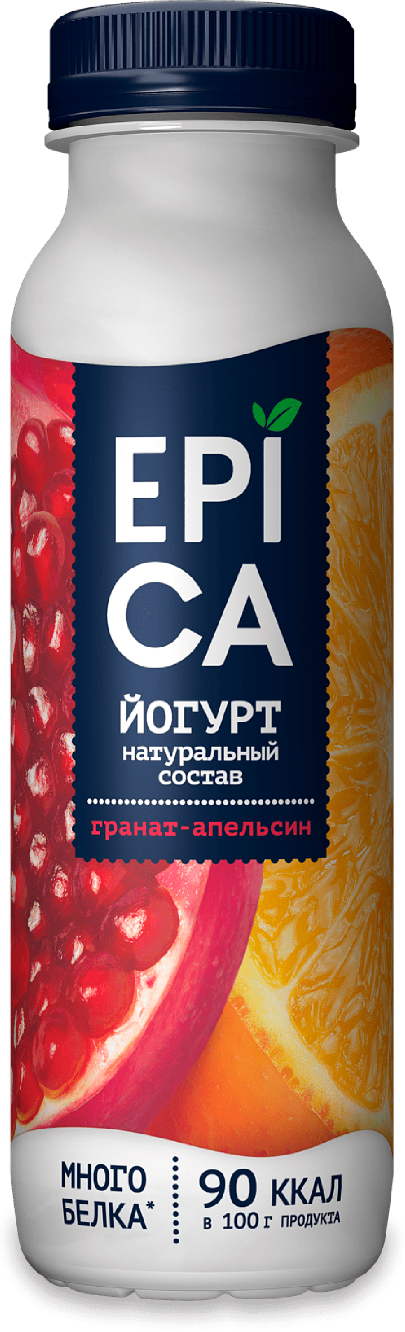 Йогурт ТМ Epica питьевой Гранат - Апельсин 2,5% 130г