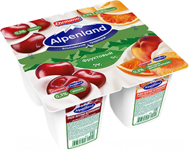 Йогурт ТМ Alpenland Вишня - Апельсин (1 штука) 0,3% 95г