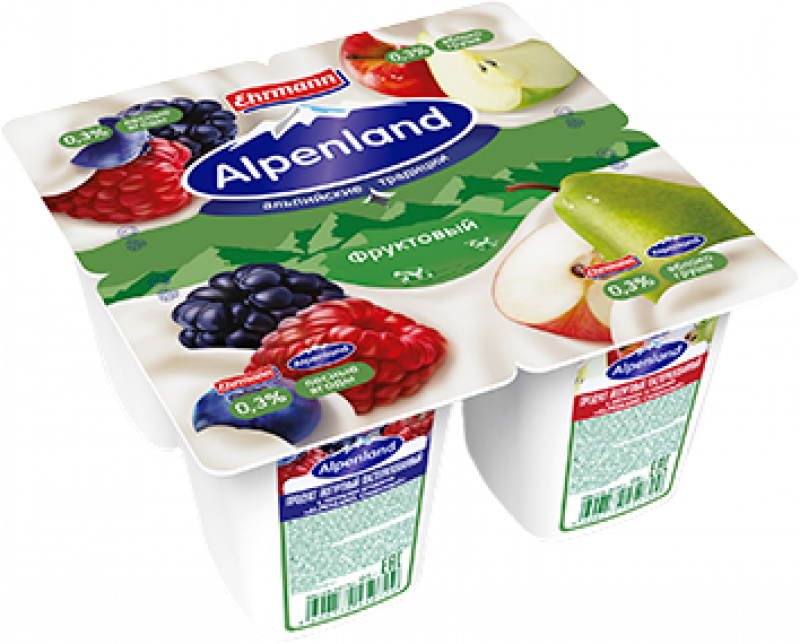 Йогурт ТМ Alpenland Лесные ягоды-Яблоко-Груша (1 штука) 0,3% 95г