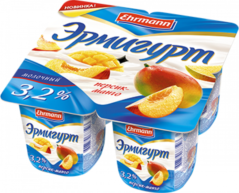 Йогурт ТМ Эрмигурт Персик-Манго 3,2% (1 штука) 115г
