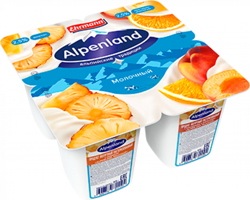 Йогурт ТМ Alpenland Ананас-Апельсин (1 штука) 2,5% 95г