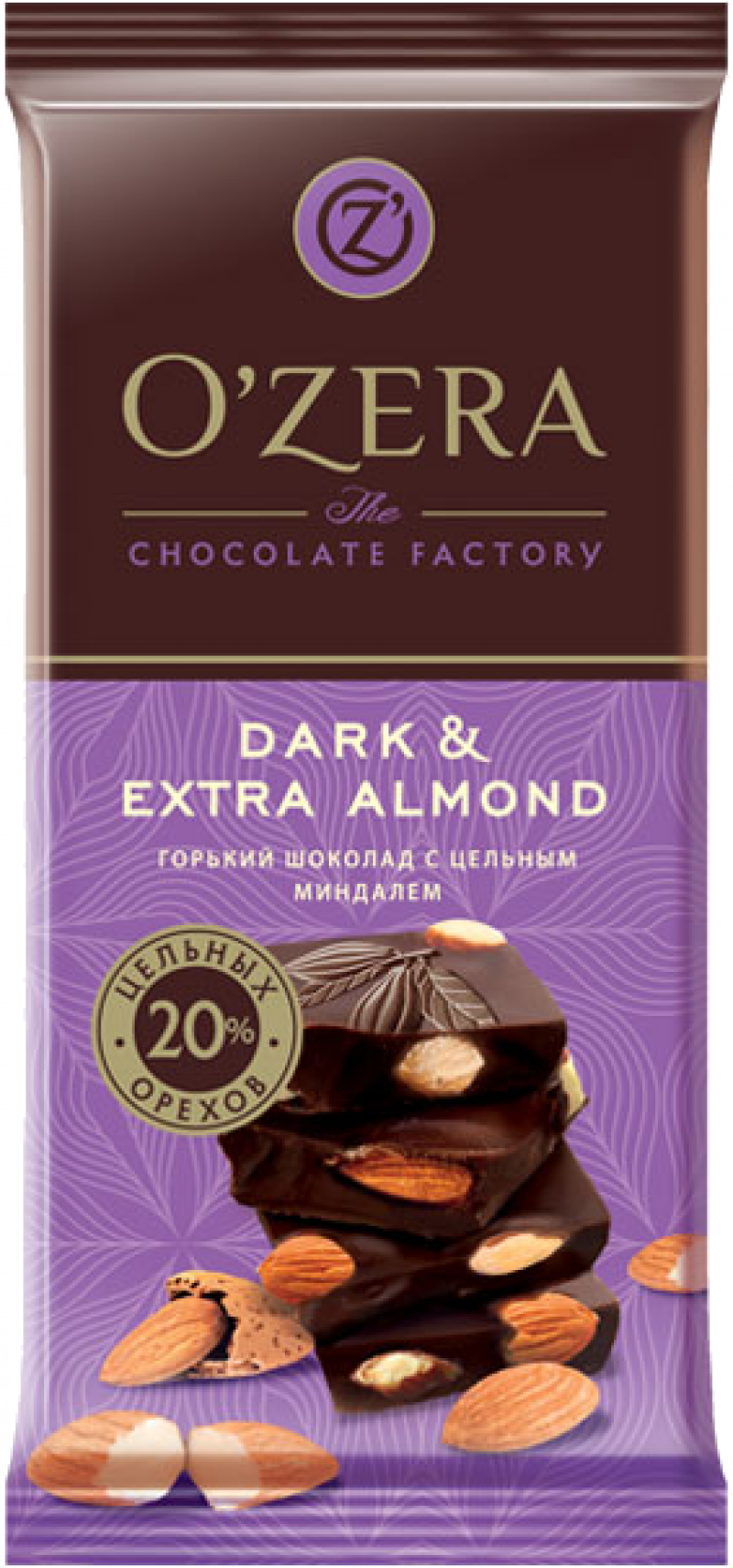 Шоколад ТМ OZera горький Dark & Extra Almond 90г
