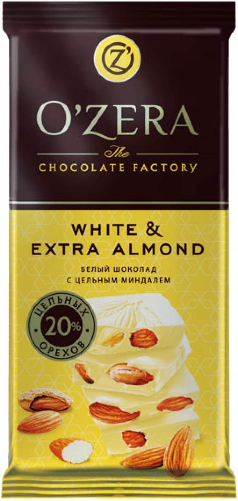 Шоколад ТМ OZera белый целый миндаль White & Extra Almond 90г