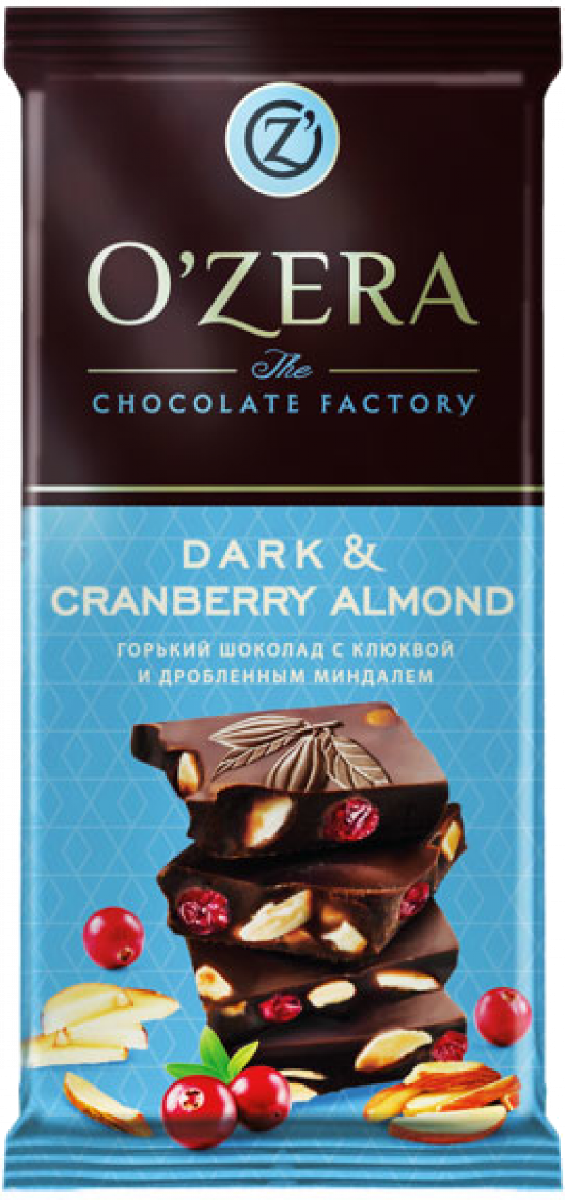 Шоколад ТМ OZera горбкий миндаль клюква Dark Cranberry & Almond 90г