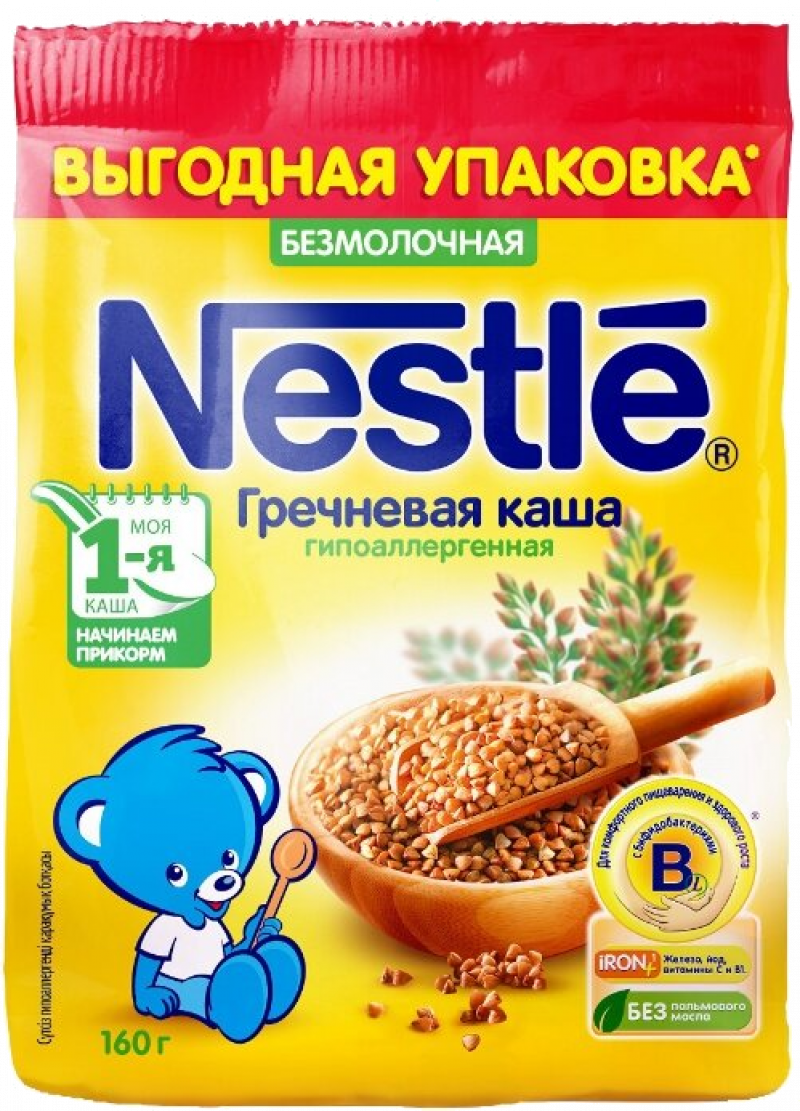 Каша ТМ Nestle безмолочная гречневая гипоаллергенная (с 4 месяцев) 160г