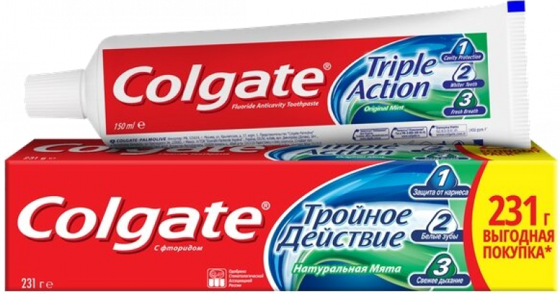 Зубная паста ТМ Colgate Тройное действие Натуральная мята 150мл