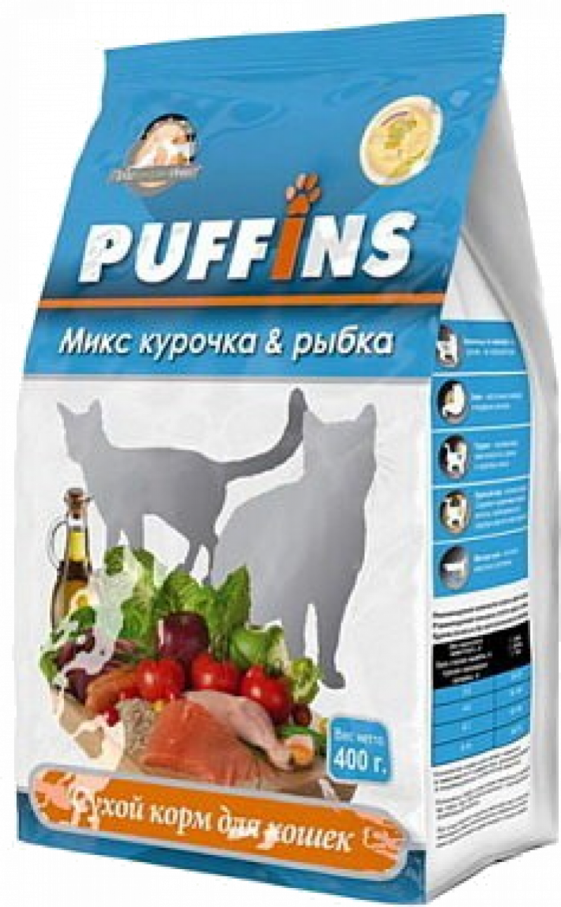 Корм сухой ТМ Puffins Курочка и рыбка 400г