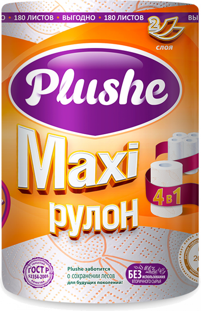 Бумажные полотенца ТМ Plushe Maxi белые 1 рулон 40 метров