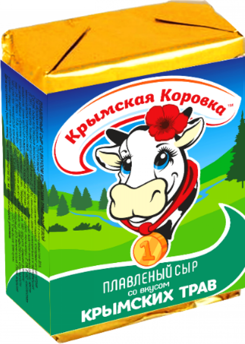 Сыр плавленый ТМ Крымская коровка с крымскими травами чабрецом и лимонником 50% 90г