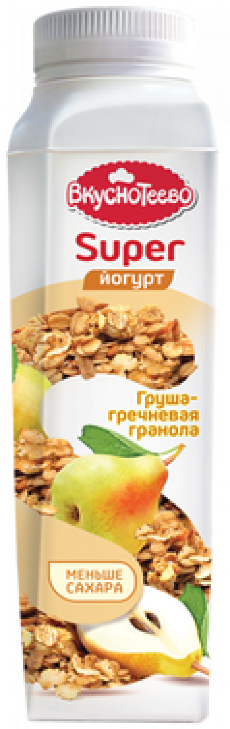 Йогурт питьевой ТМ Вкуснотеево Super Груша - гречневая гранола 1,3% 320г