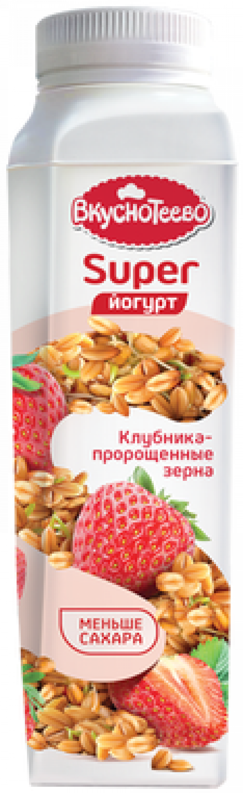 Йогурт питьевой ТМ Вкуснотеево Super Клубника - пророщенные зерна 1,3% 320г