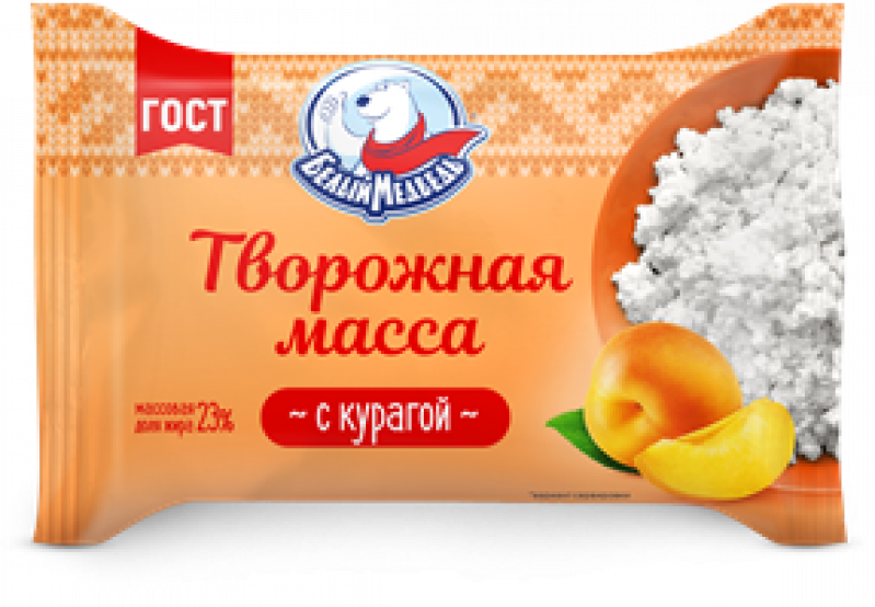 Творожная масса ТМ Белый Медведь курага 23% 170г