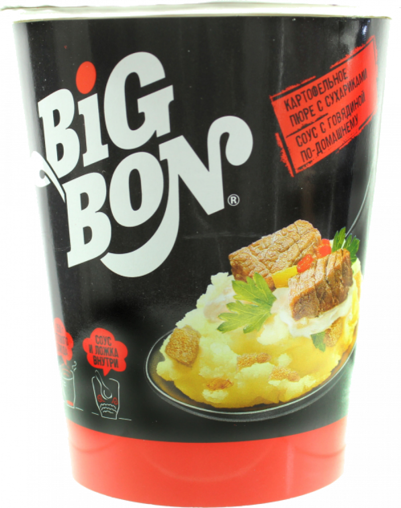 Пюре картофельное с сухариками и соус с говядиной 60г ТМ BIGBON