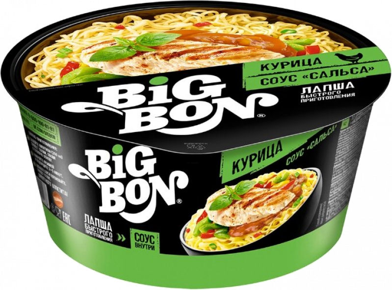 Лапша ТМ BIGBON курица + соус Сальса 85г